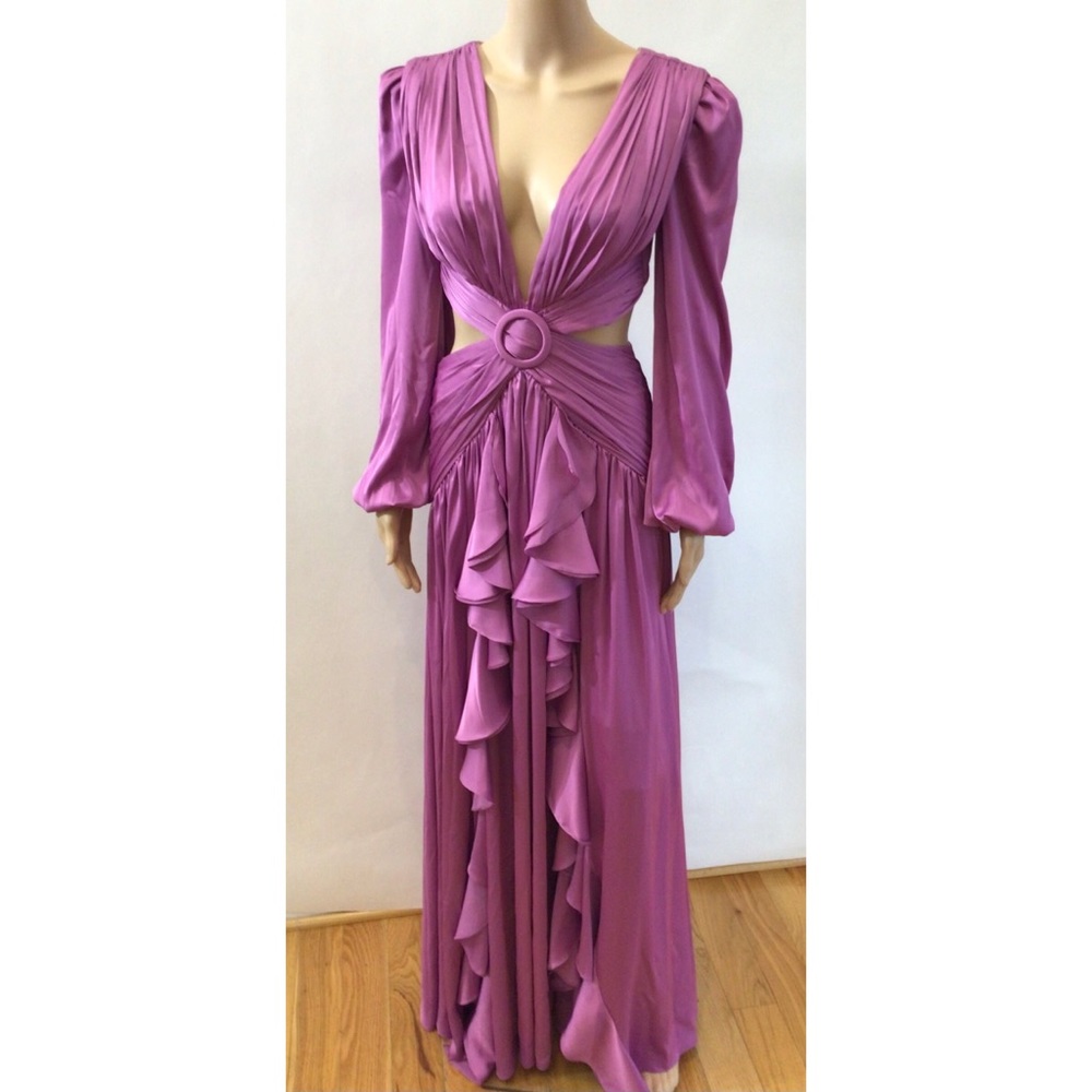 PATBO CUTOUT SEXY RUFFLED GOWN